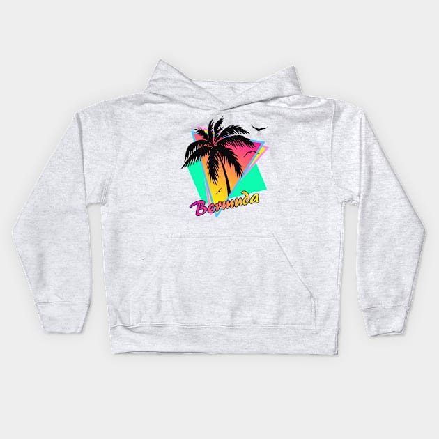 Bermuda Cool 80s Sunset Kids Hoodie by Nerd_art